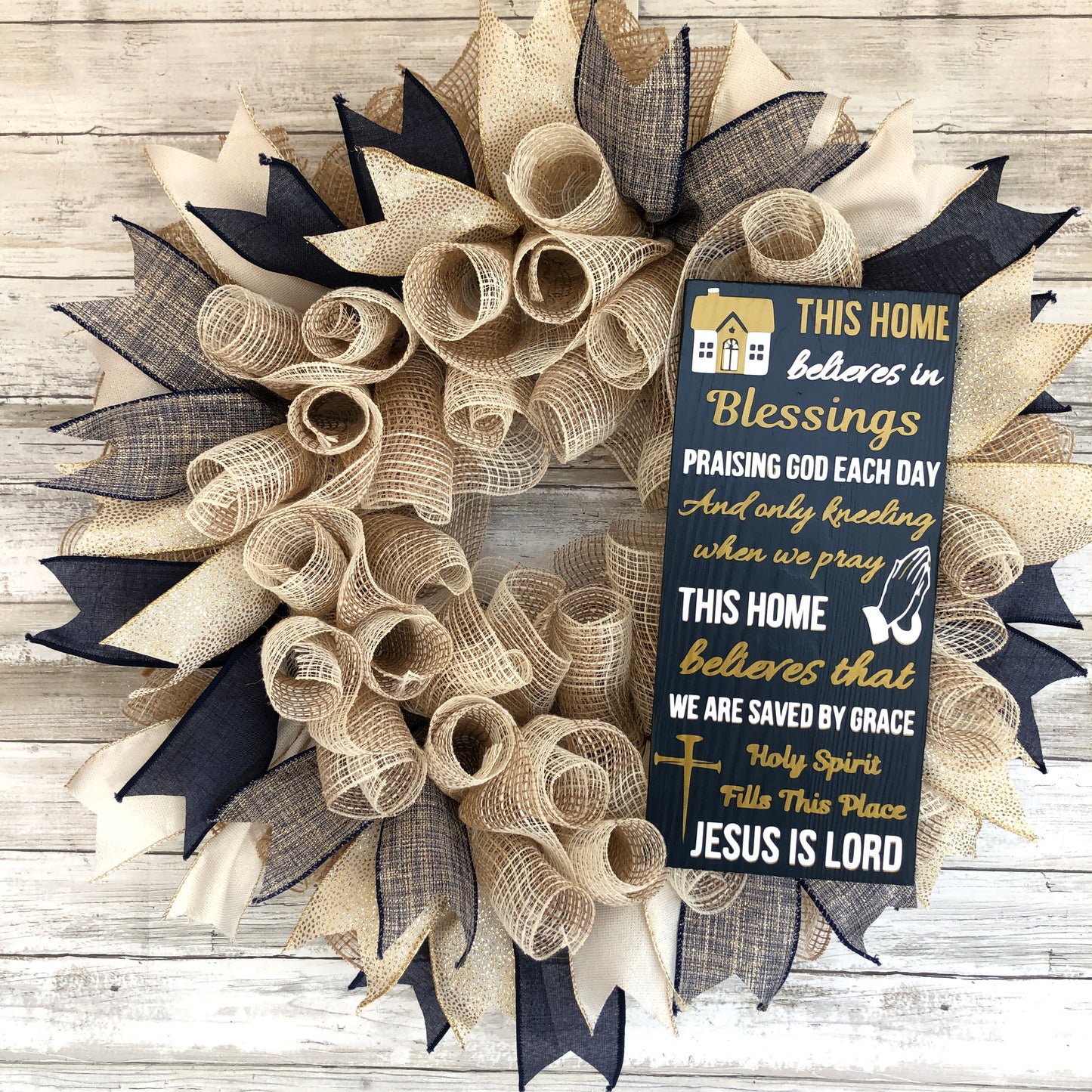 This Home Believes In Sign And Handmade Wreath