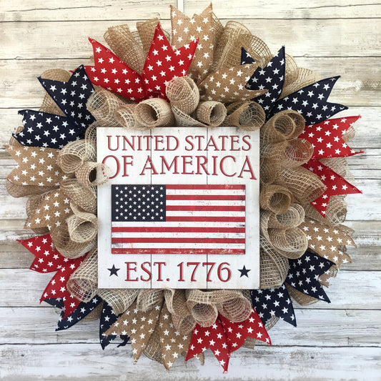 The United States Of America 1776 Patriotic Door Wreath