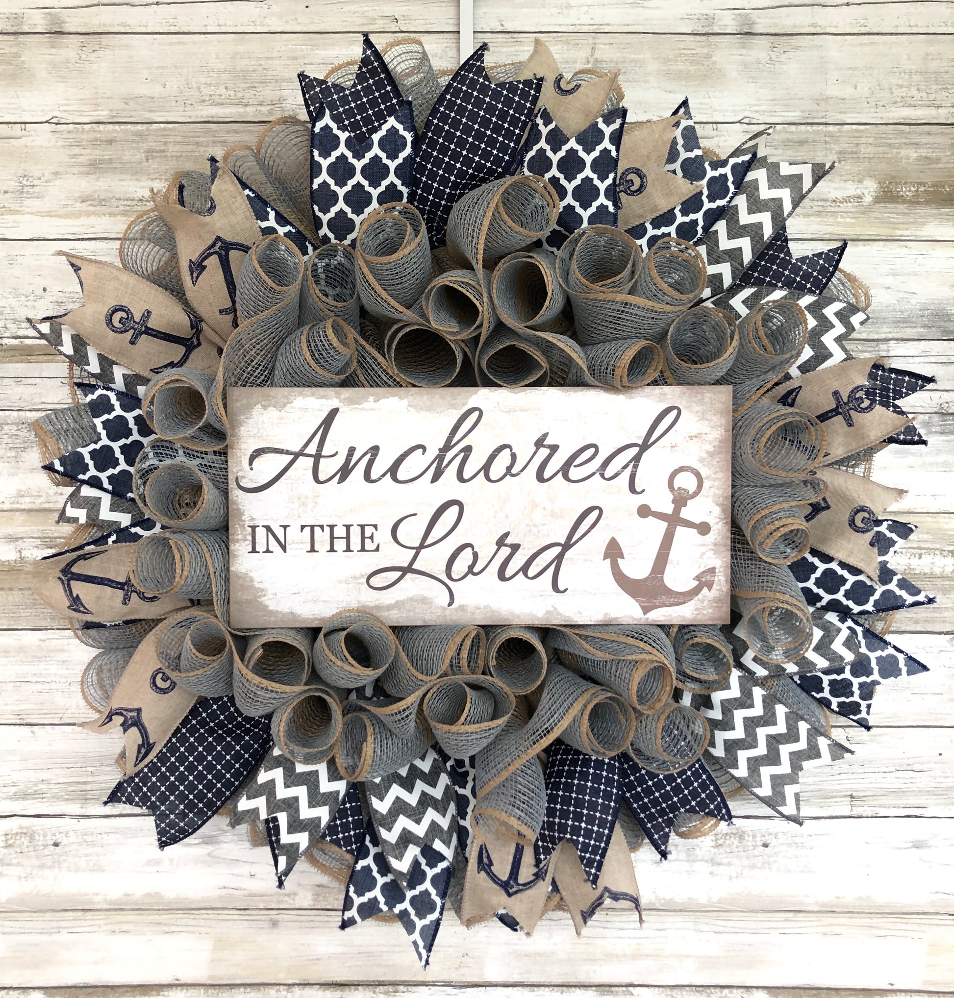 Anchored In The Lord Handmade Christian Door Wreath.  Handmade Christian decor. 