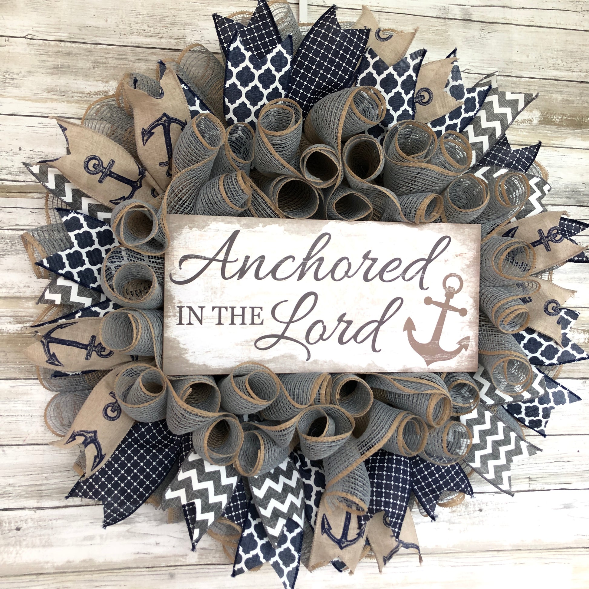 Anchored In The Lord Handmade Christian Door Wreath.  Handmade Christian decor. 