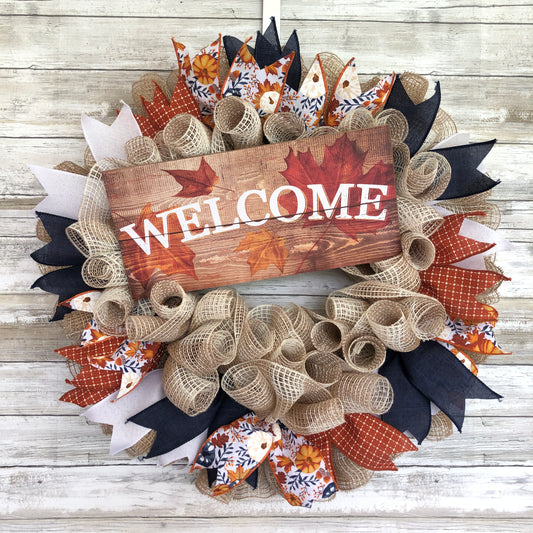 Handmade Welcome Autumn Door Wreath