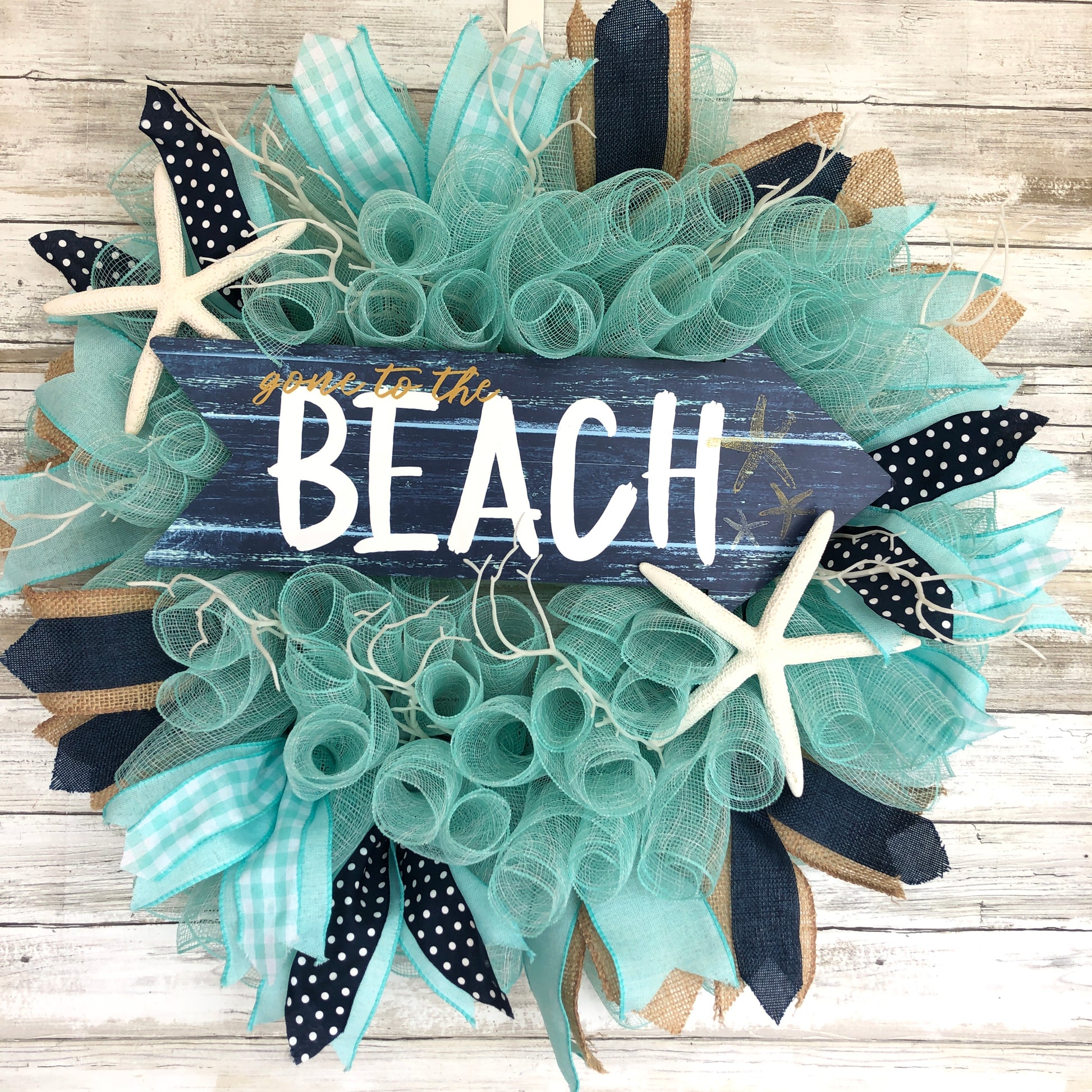 Gone To The Beach Nautical Ocean Door Wreath. Handmade Beach Wreath