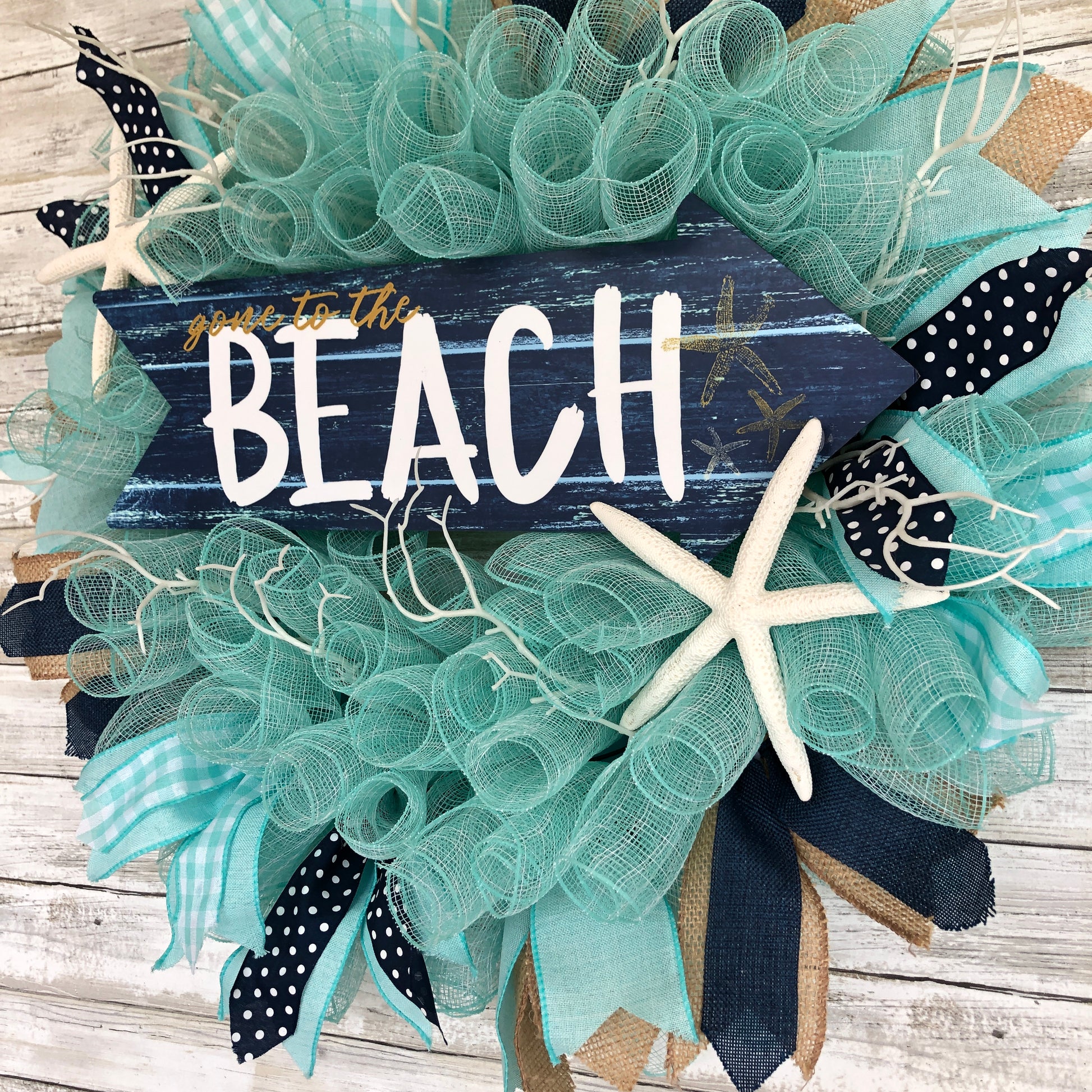 Gone To The Beach Nautical Ocean Door Wreath. Handmade Beach Wreath