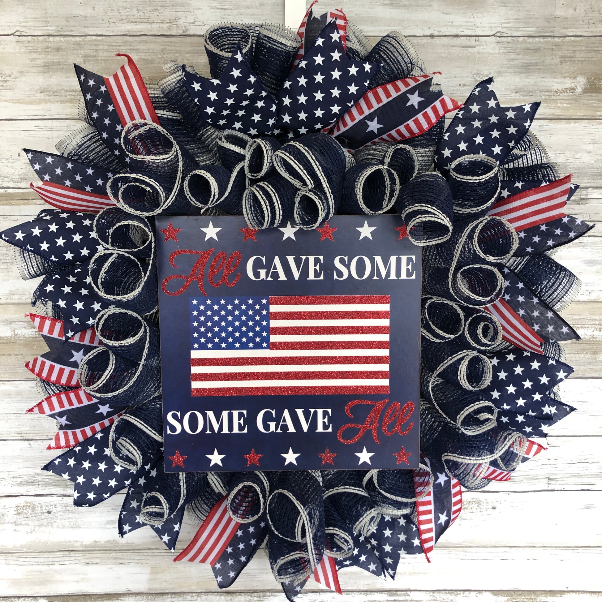 All Gave Some, Some Gave All Door Wreath.  Navy And Red American Flag Patriotic USA Freedom Wreath