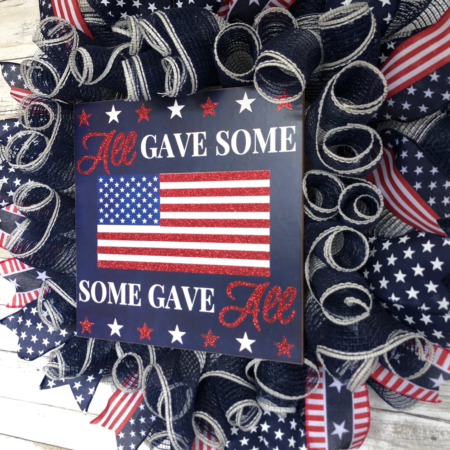 All Gave Some, Some Gave All Door Wreath.  Navy And Red American Flag Patriotic USA Freedom Wreath