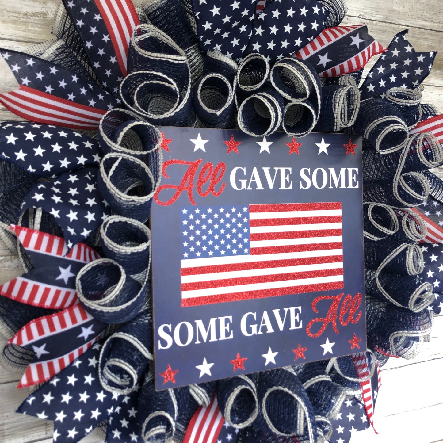 All Gave Some, Some Gave All Door Wreath.  Navy And Red American Flag Patriotic USA Freedom Wreath