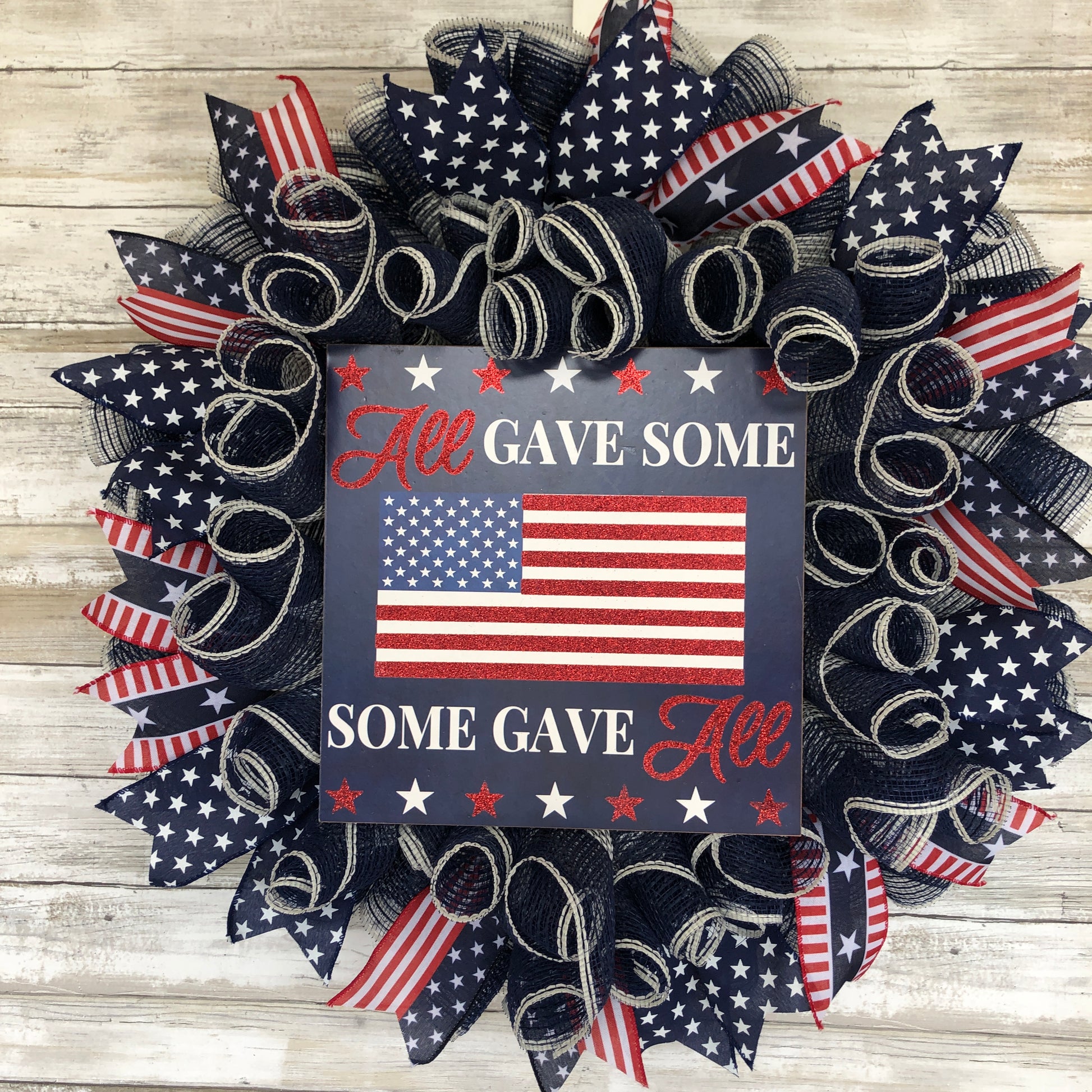 All Gave Some, Some Gave All Door Wreath.  Navy And Red American Flag Patriotic USA Freedom Wreath