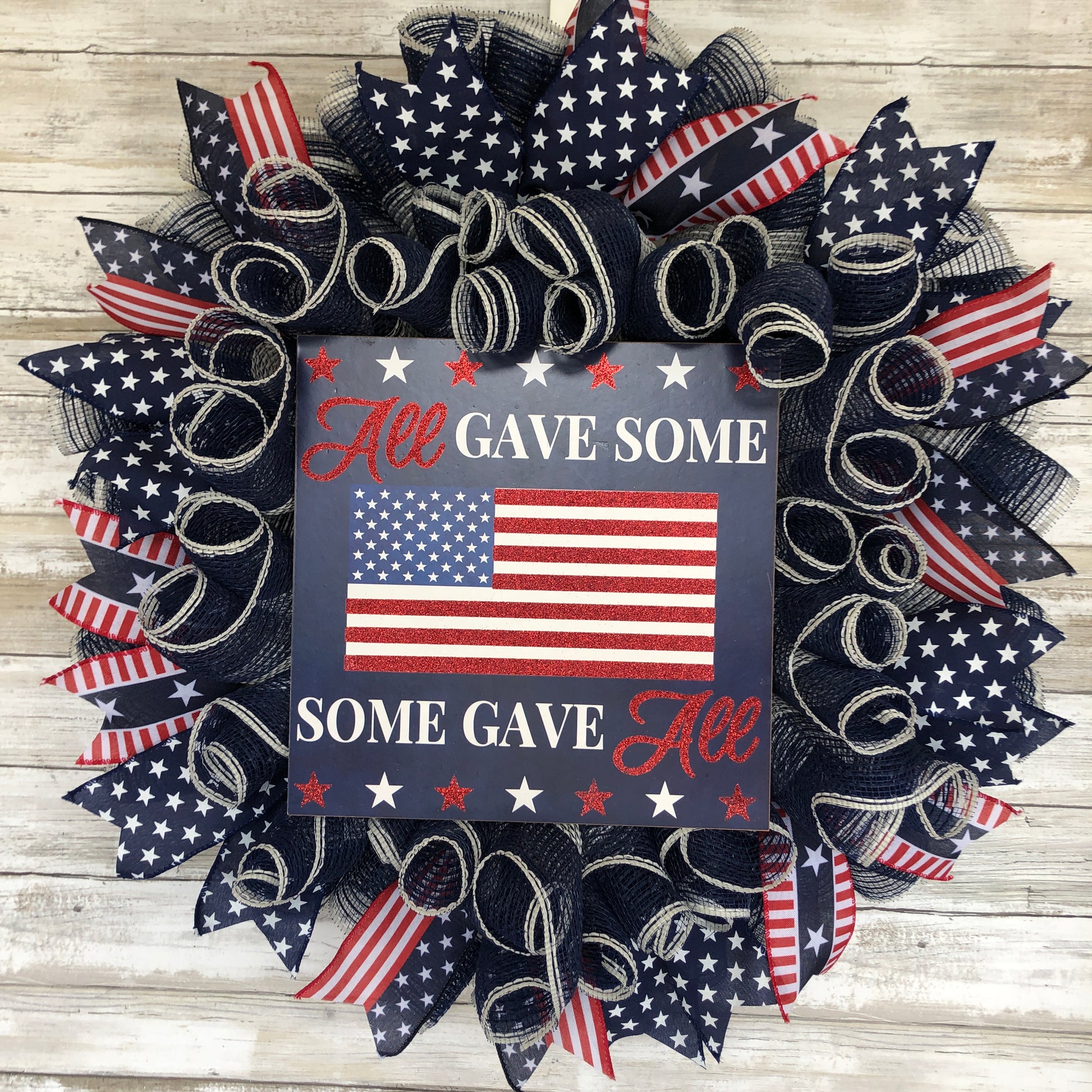 All Gave Some, Some Gave All Door Wreath.  Navy And Red American Flag Patriotic USA Freedom Wreath