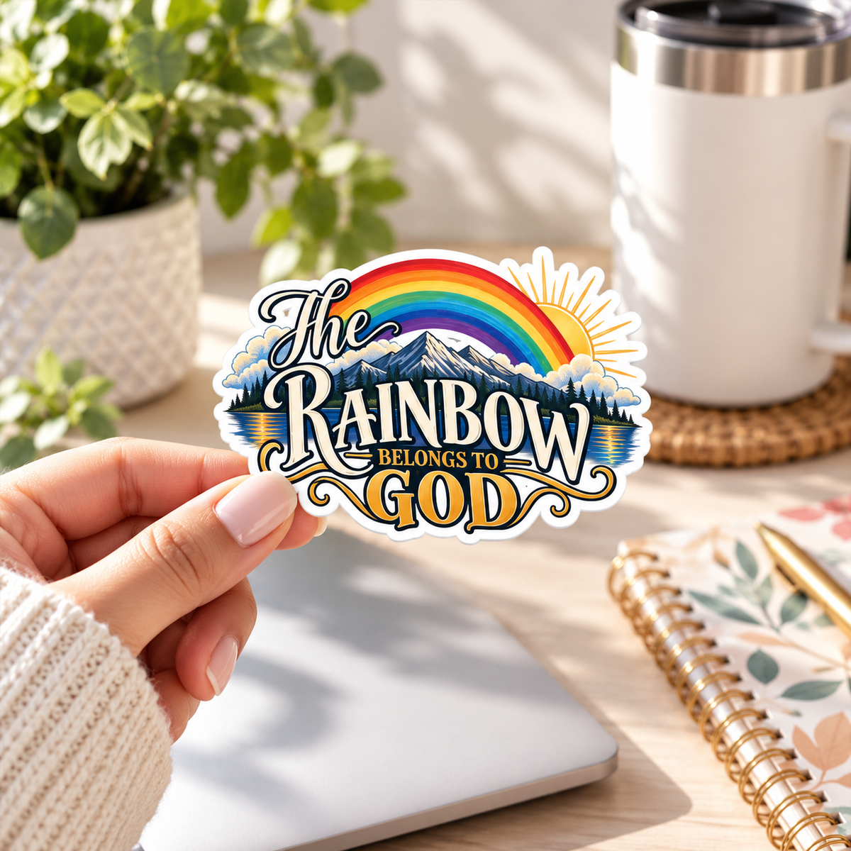 The Rainbow Belongs to God Christian Sticker | Faith-Based Rainbow Vinyl Decal