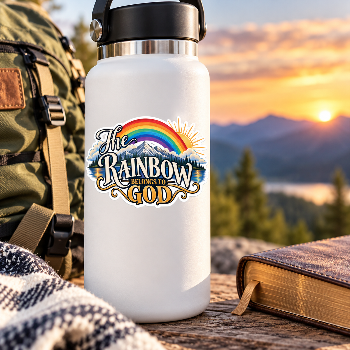 The Rainbow Belongs to God Christian Sticker | Faith-Based Rainbow Vinyl Decal