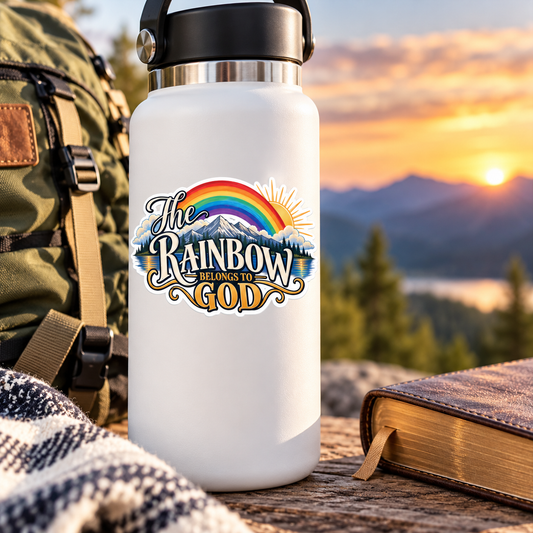 The Rainbow Belongs to God Christian Sticker | Faith-Based Rainbow Vinyl Decal