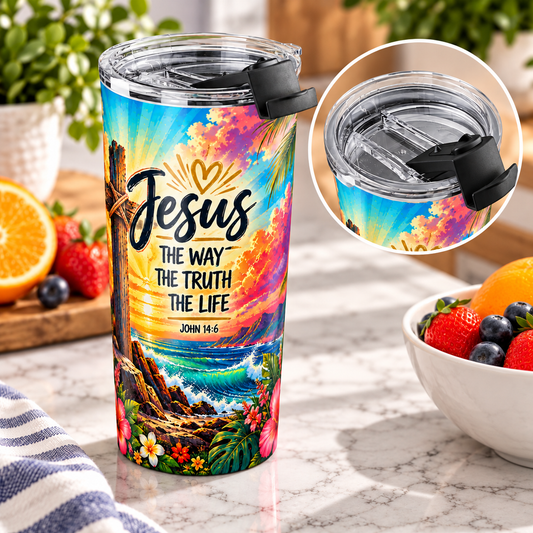 Jesus The Way, The Truth & The Life 20oz Stainless Steel Tumbler | John 14:6 Christian Travel Cup