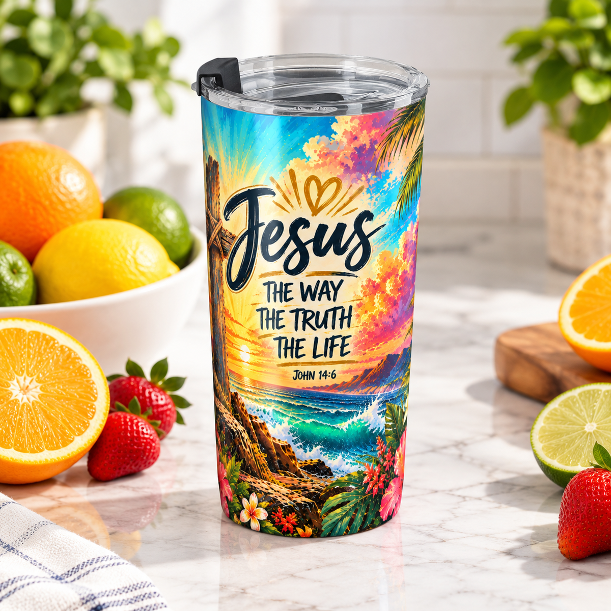 Jesus The Way, The Truth & The Life 20oz Stainless Steel Tumbler | John 14:6 Christian Travel Cup