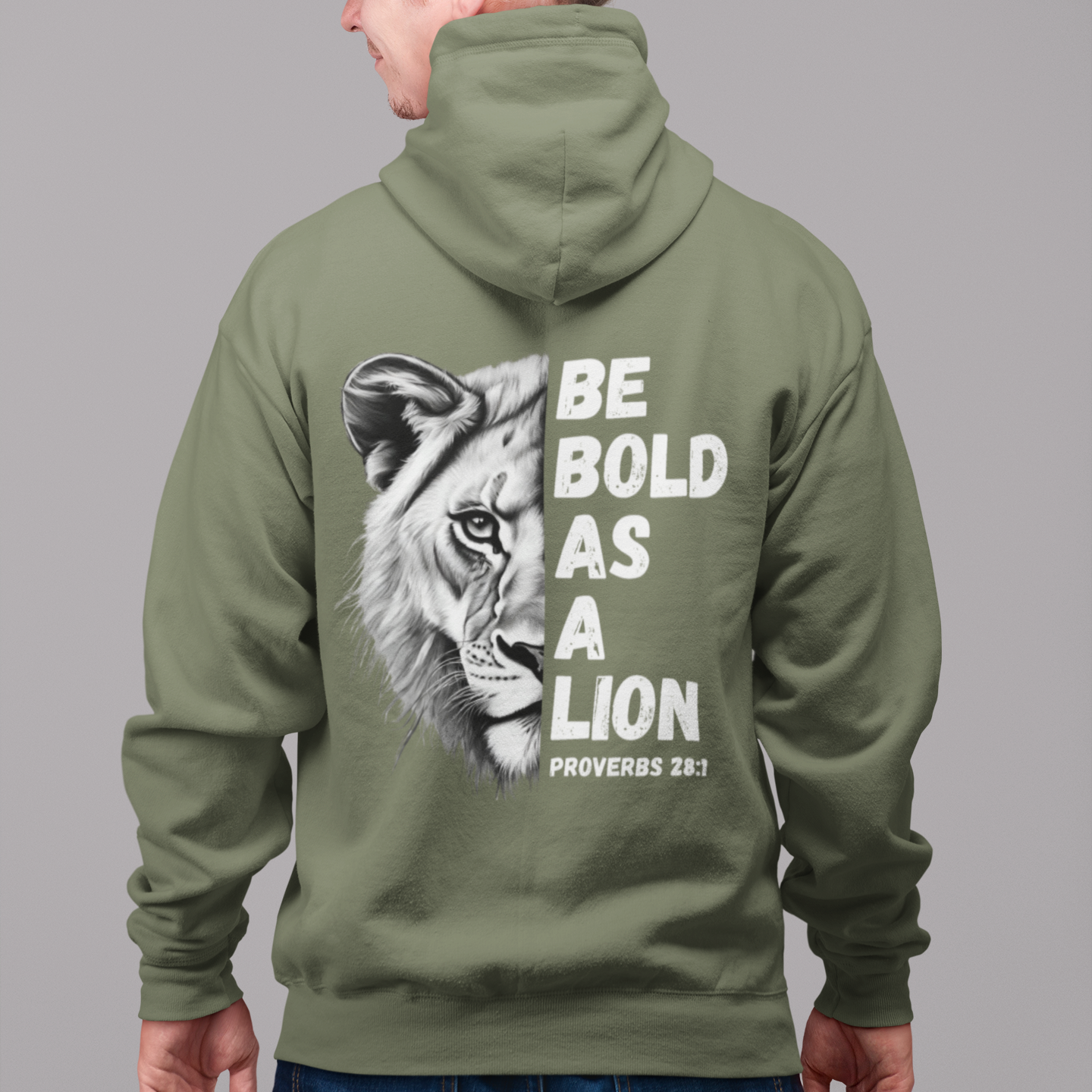 Be Bold As A Lion Christian Hoodie, Proverbs Bible Verse Hooded Sweatshirt, Lion Graphic Faith Based Sweatshirt
