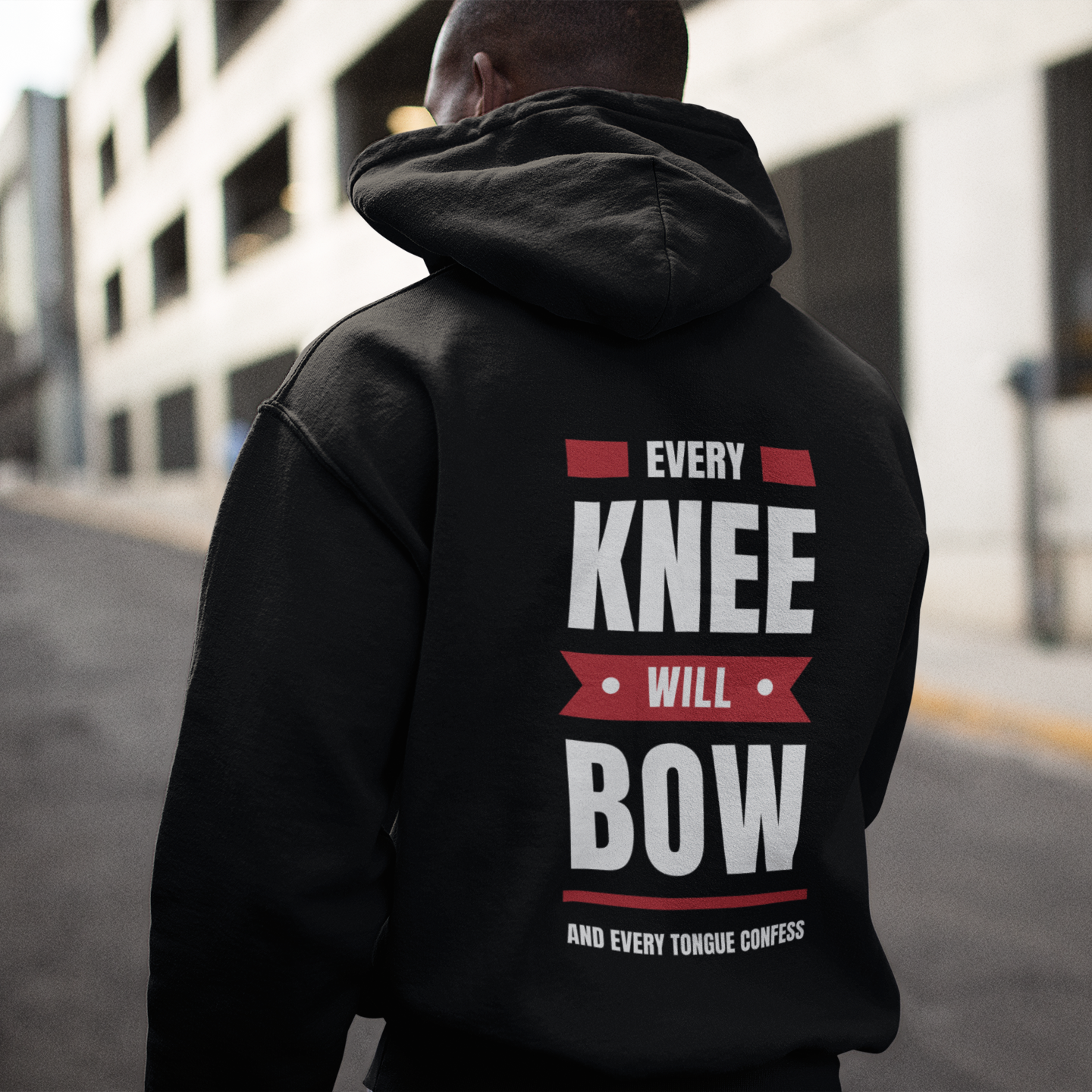 Every Knee Will Bow And Every Tongue Confess Jesus Is Lord Faith-Inspired Full Zip Hoodie | Inspirational Apparel, Christian Gift