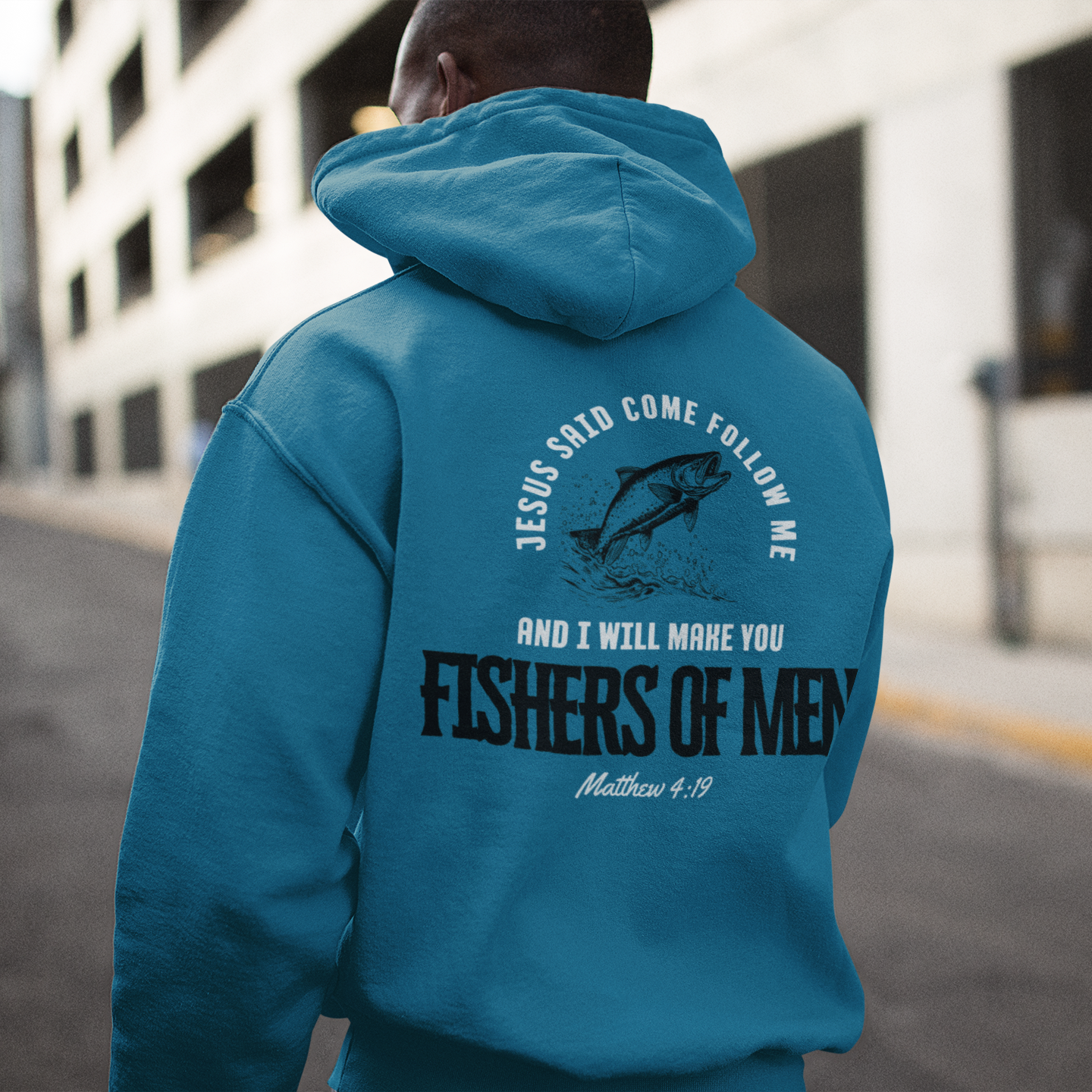 Fishers Of Men Scripture Hooded Sweatshirt, Heavyweight Jesus Inspired Bible Verse Hoodie