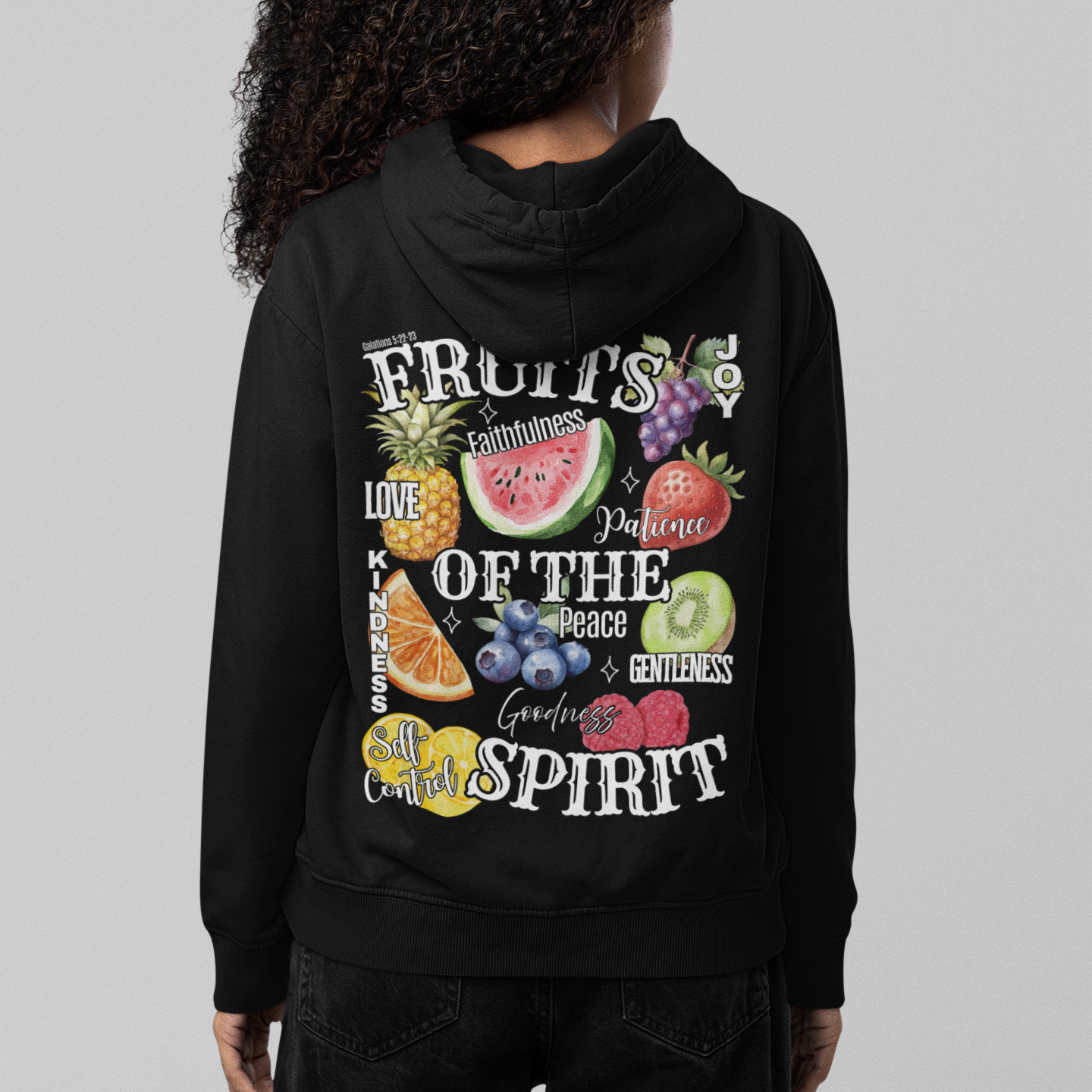 Fruits of the Spirit Hoodie — Watercolor Fruit Faith Sweatshirt