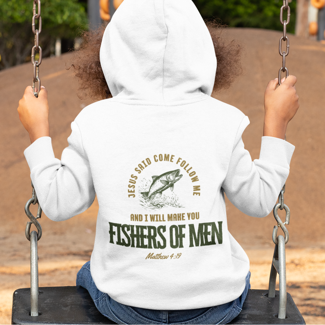Toddler Fisher Of Men Hoodie,  Jesus Scripture Fisherman Hooded Sweatshirt For Small Children