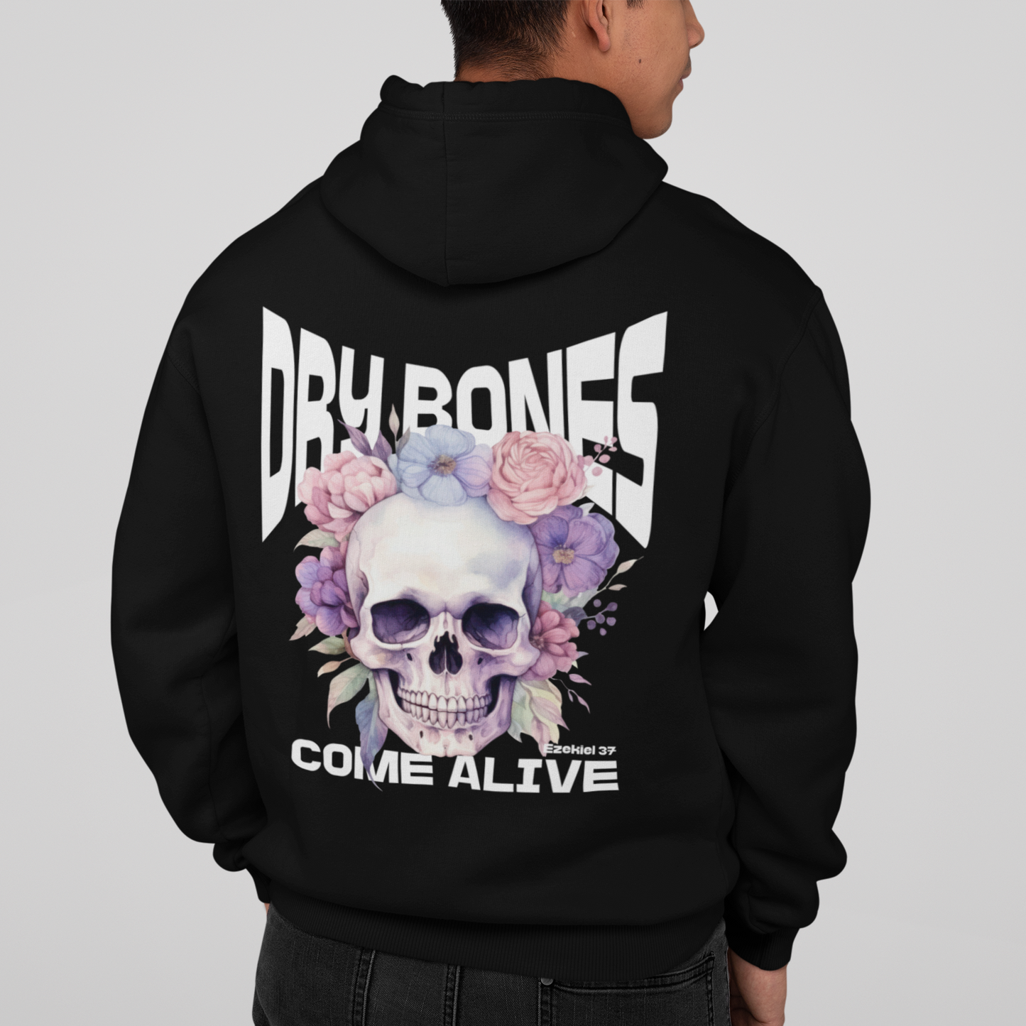 Dry Bones Come Alive Funky Christian Hoodie, Ezekiel 37 Bible Verse Skull Hooded Sweatshirt, Christian Graphic Hoodie