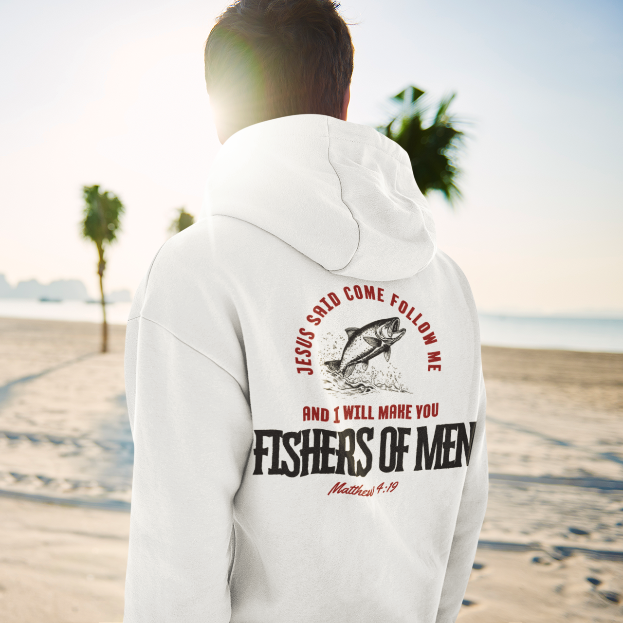 Fishers Of Men Scripture Hooded Sweatshirt, Heavyweight Jesus Inspired Bible Verse Hoodie