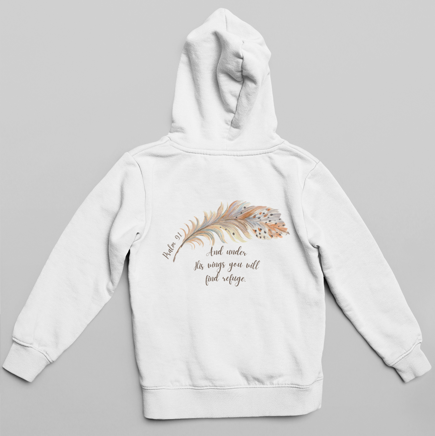 Psalm 91:4 Under His Wings You Will Find Refuge Heavyweight Sweatshirt, Feather Design For Women, Beautiful Christian Apparel