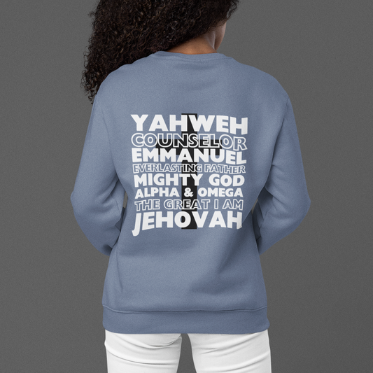 Names Of God Crewneck Sweatshirt. High Quality Gospel Sweatshirt. YAHWEH. Christian Names Of God Comfort Colors Garment Dyed Sweatshirt