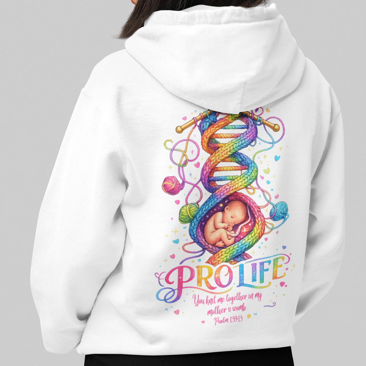 Pro-Life Christian Hoodie, Psalm 139 "You Knit Me Together" Heavy Blend Hooded Sweatshirt