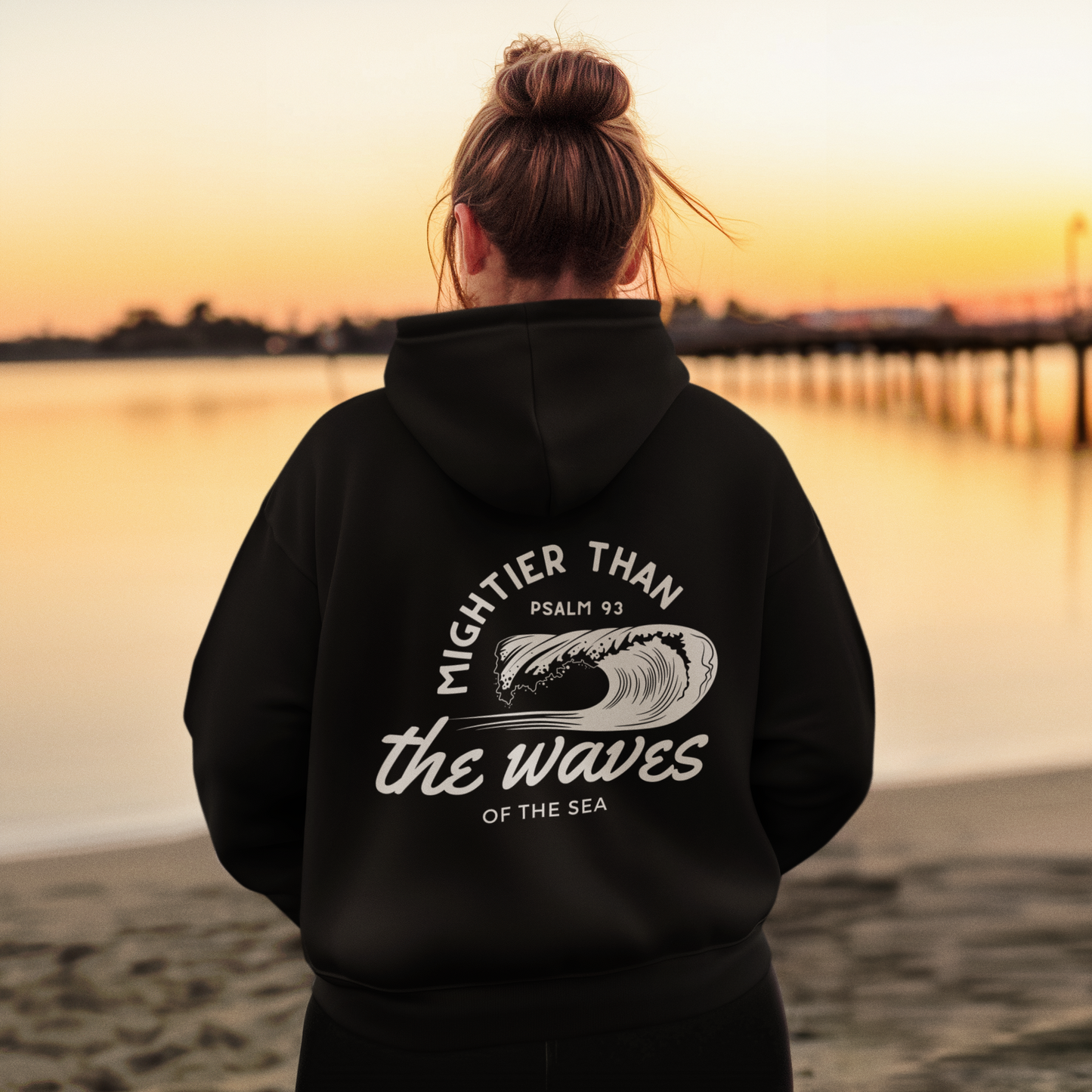 Psalm 93 "Mightier Than The Waves' Bible Verse Full Zip Hoodie | Christian Zip-Up Sweatshirt, Religious Gift, Faith-Based Clothing, Scripture Hoodie