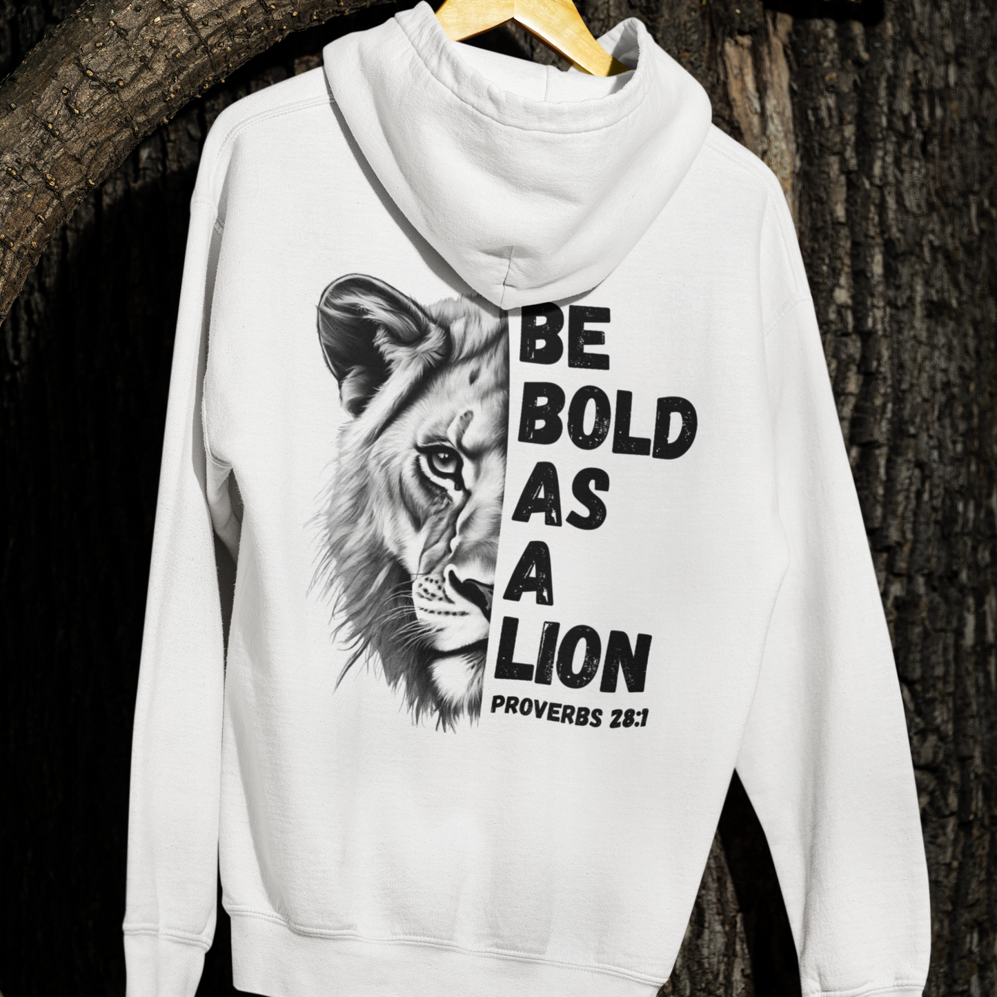 Be Bold As A Lion Christian Hoodie, Proverbs Bible Verse Hooded Sweatshirt, Lion Graphic Faith Based Sweatshirt