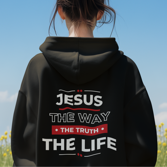 Jesus The Way The Truth The Life Christian Zip-Up Hoodie, Faith Apparel, Gift for Believers, Cozy Church Wear