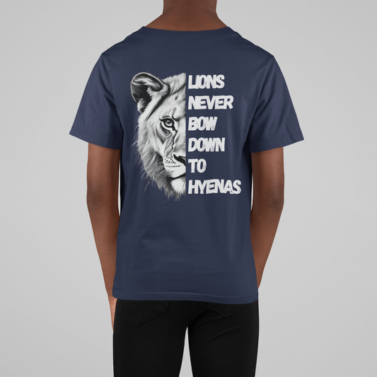 Kids Lions Never Bow Down To Hyenas Short Sleeve Tee