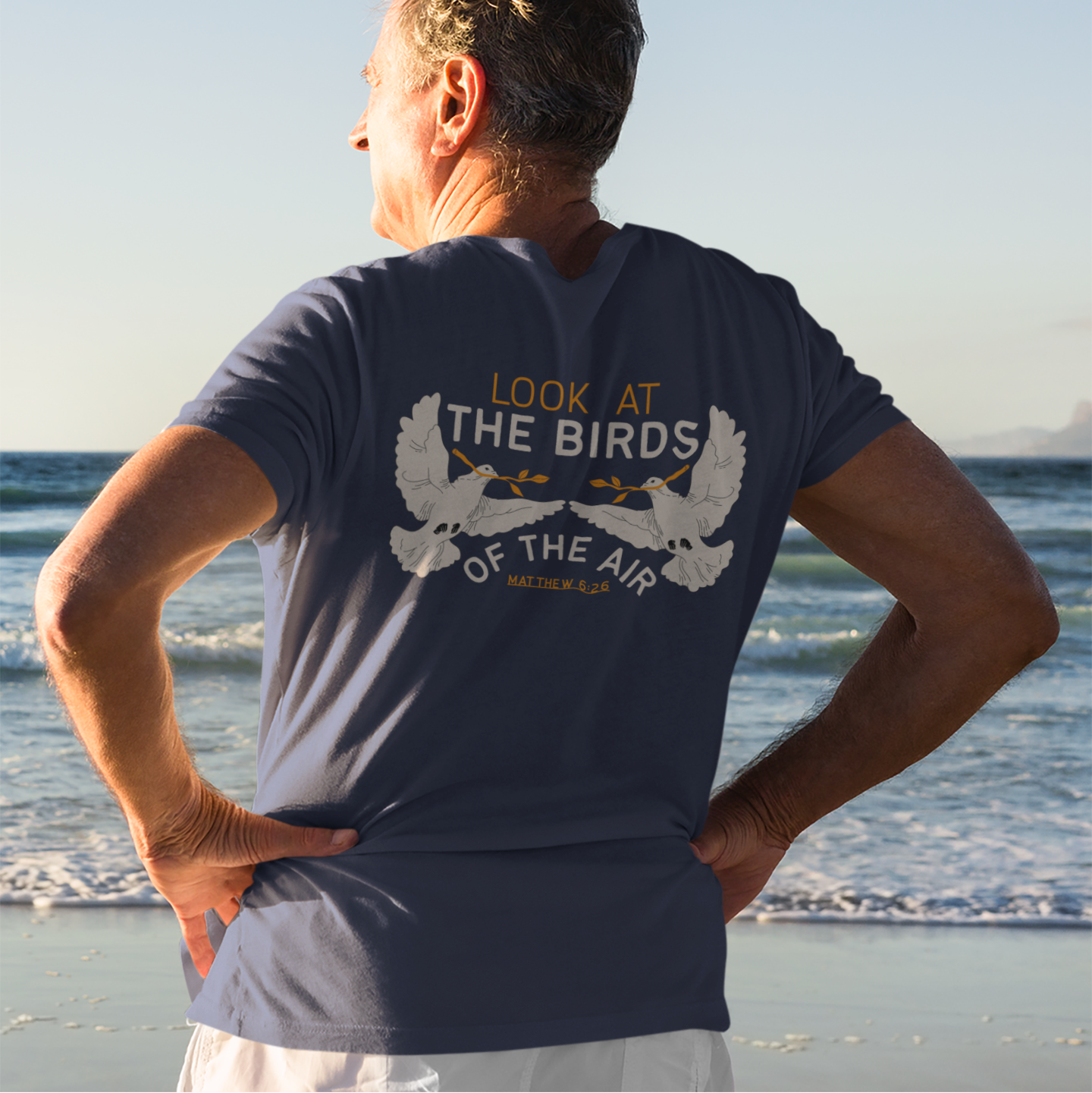 Look at the Birds Christian Tee — Matthew 6:26 Cross Graphic T‑Shirt