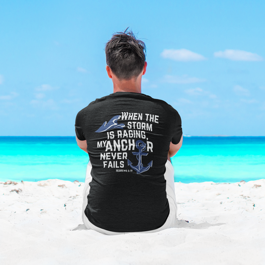 My anchor never fails short sleeve christian bible verse nautical anchor tshirt. Anchor tee. Anchor bible verse tee for men and women