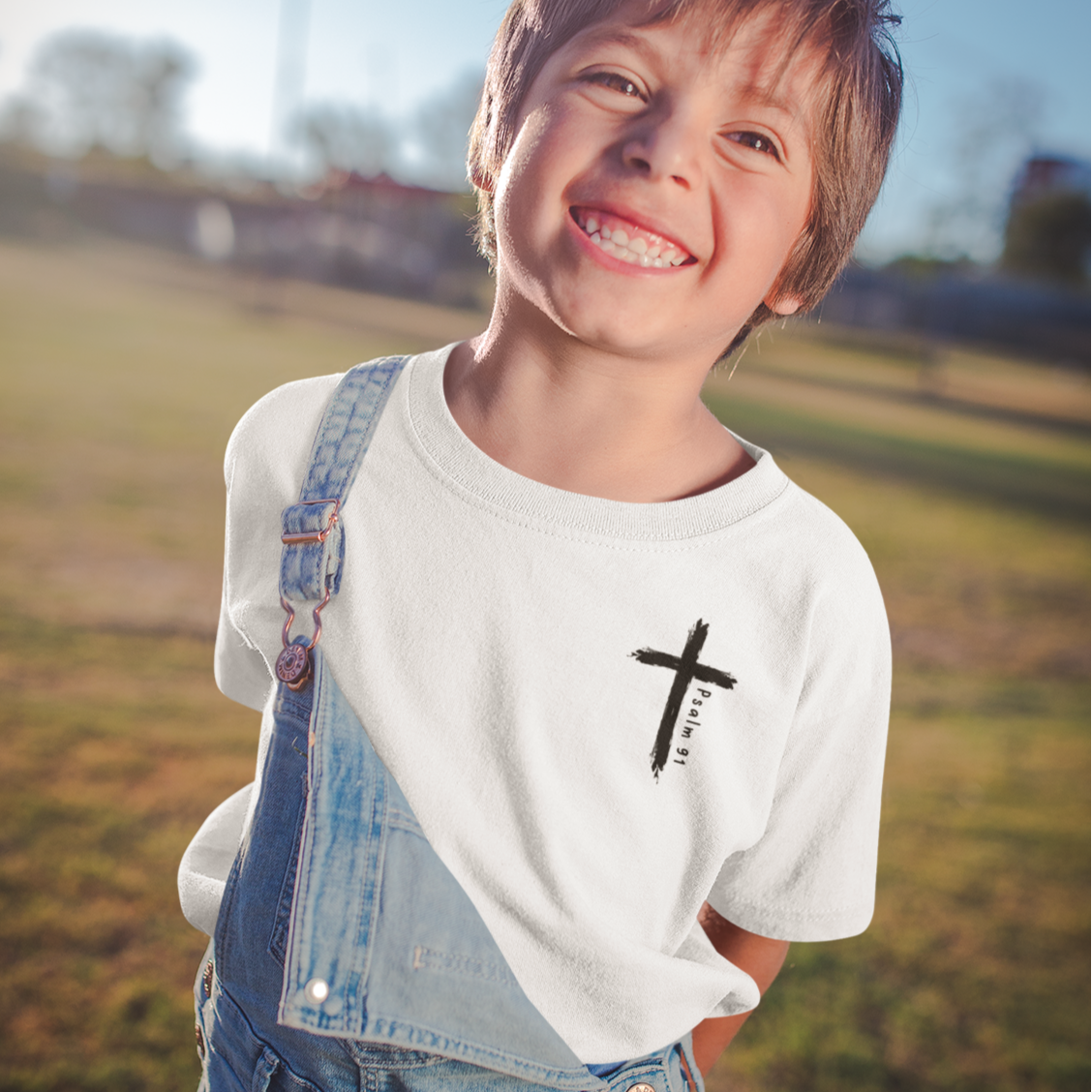 Kids Psalm 91 Bible Verse Youth Short Sleeve Tee