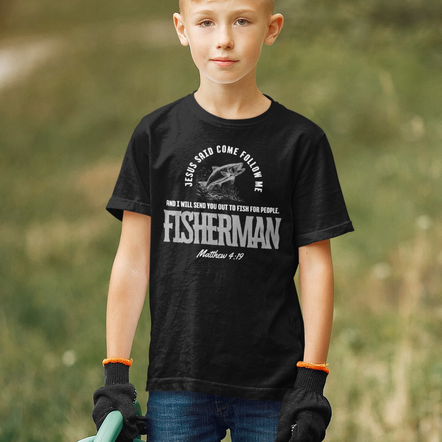 'Fisher Of Men' Fisherman Youth Short Sleeve Tee - Inspirational Jesus Design