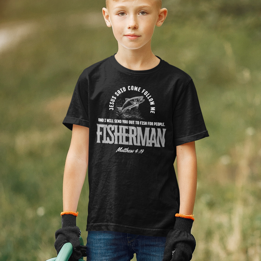 'Fisher Of Men' Fisherman Youth Short Sleeve Tee - Inspirational Jesus Design