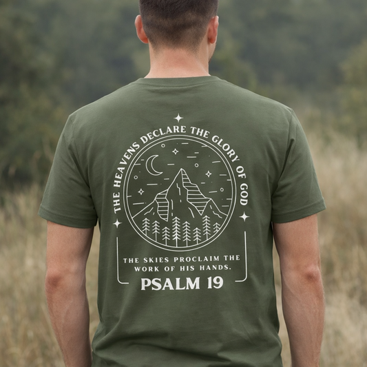 Psalm 19 Bible Verse Tee — The Heavens Declare the Glory of God Christian T-Shirt