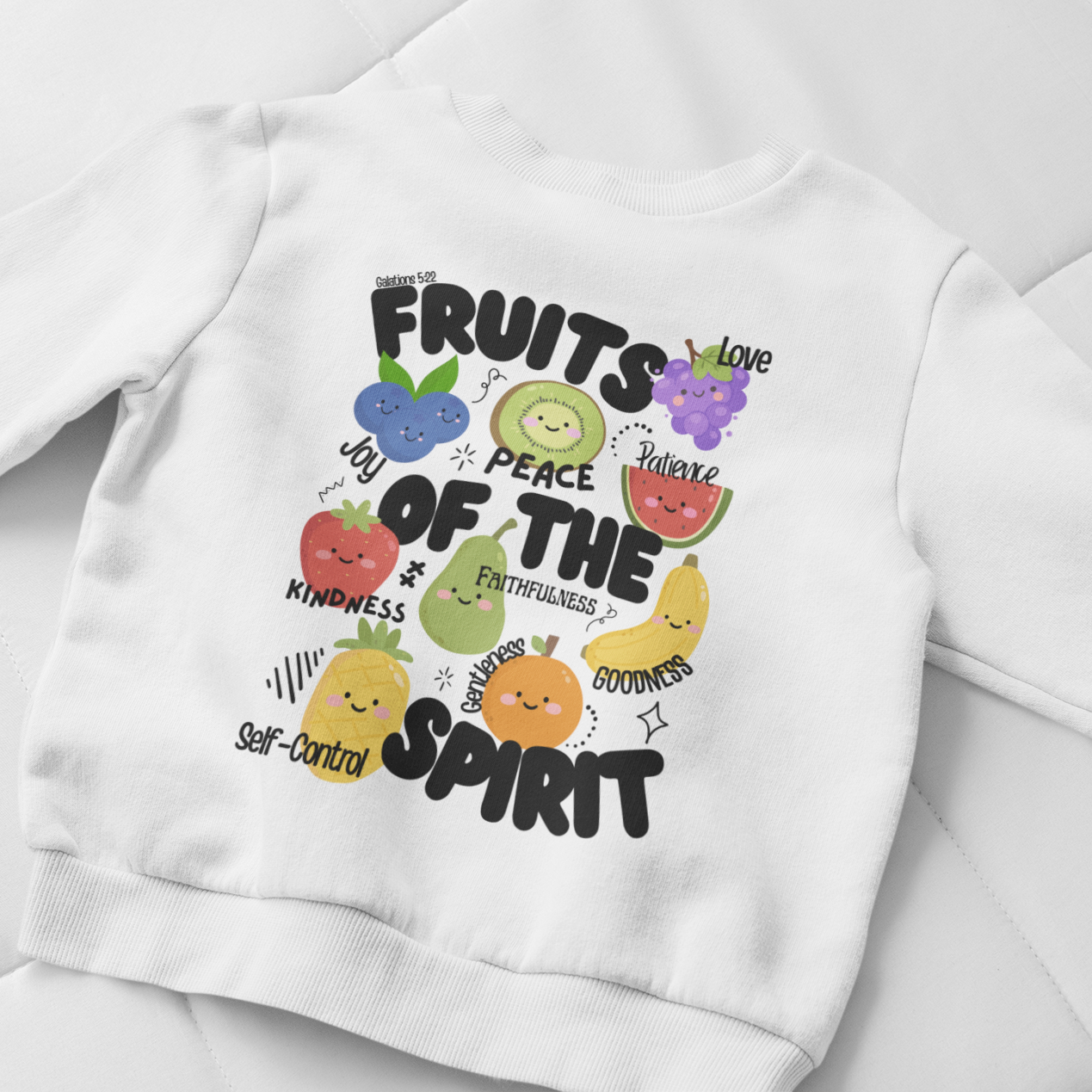 'Fruits of the Spirit' Toddler Sweatshirt - Cute Fruit Bible Verse Crewneck for Toddlers And Little Kids