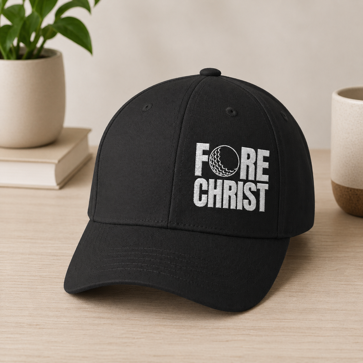 Fore Christ Embroidered Golf Hat - Fitted Hat for Christian Golfers