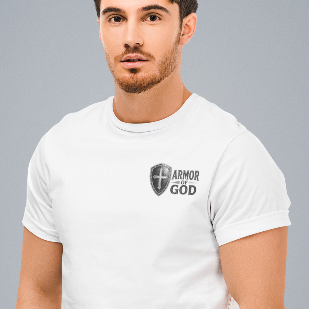 Full Armor of God Christian T-shirt featuring Ephesians 6:13. Vintage armor illustration designed to inspire faith, courage, and daily spiritual strength.
