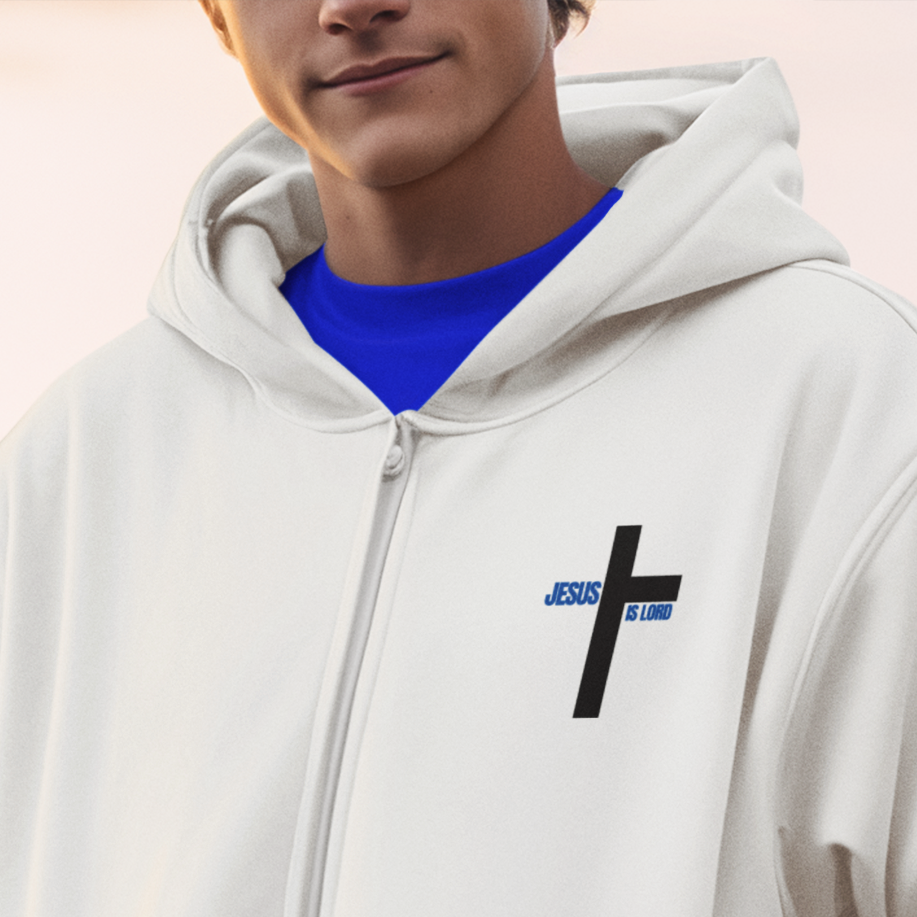 Every Knee Will Bow And Every Tongue Confess Jesus Is Lord Faith-Inspired Full Zip Hoodie | Inspirational Apparel, Christian Gift