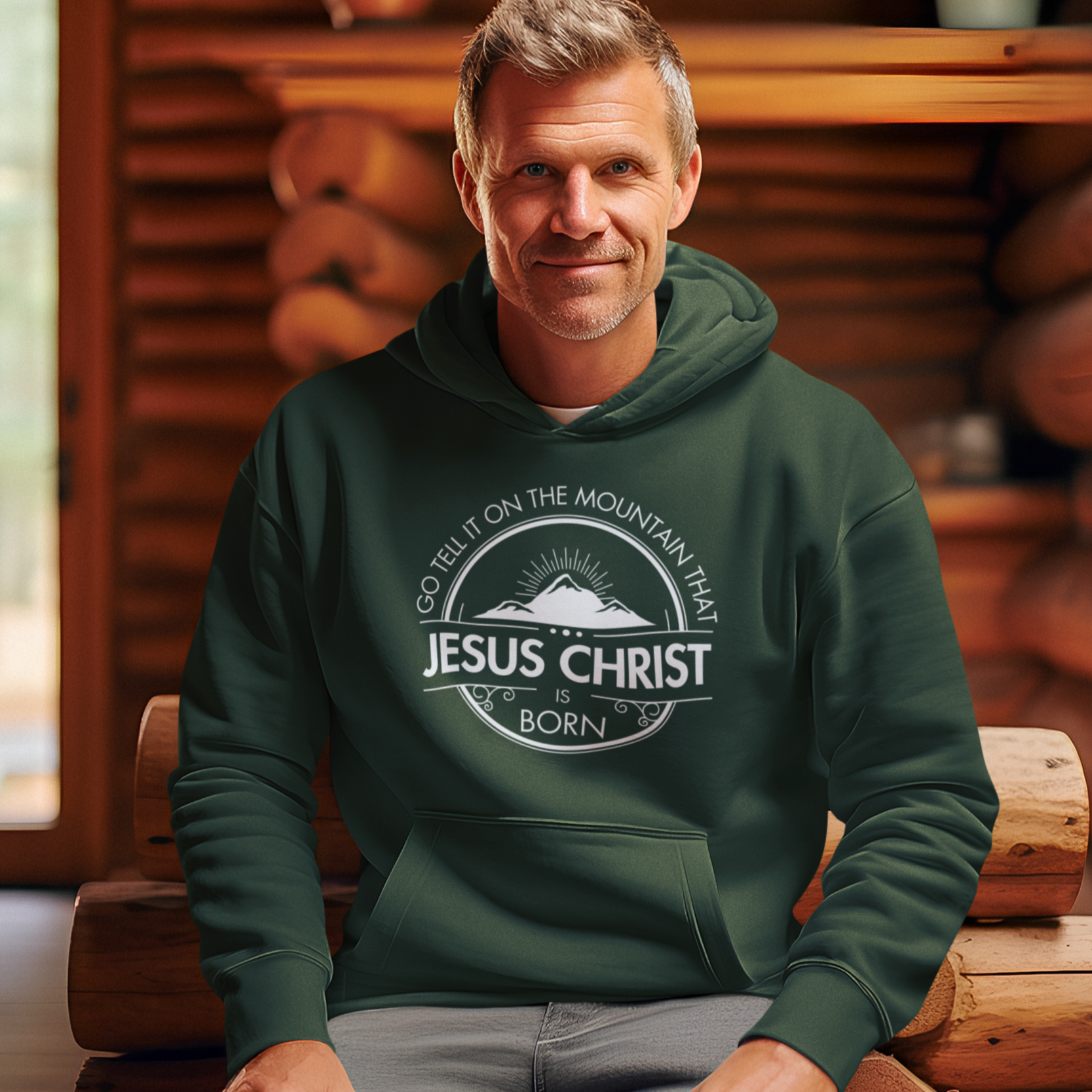 Go Tell It On The Mountain That Jesus Christ is Born. Christian Jesus Hoodie. Cataldo Creations