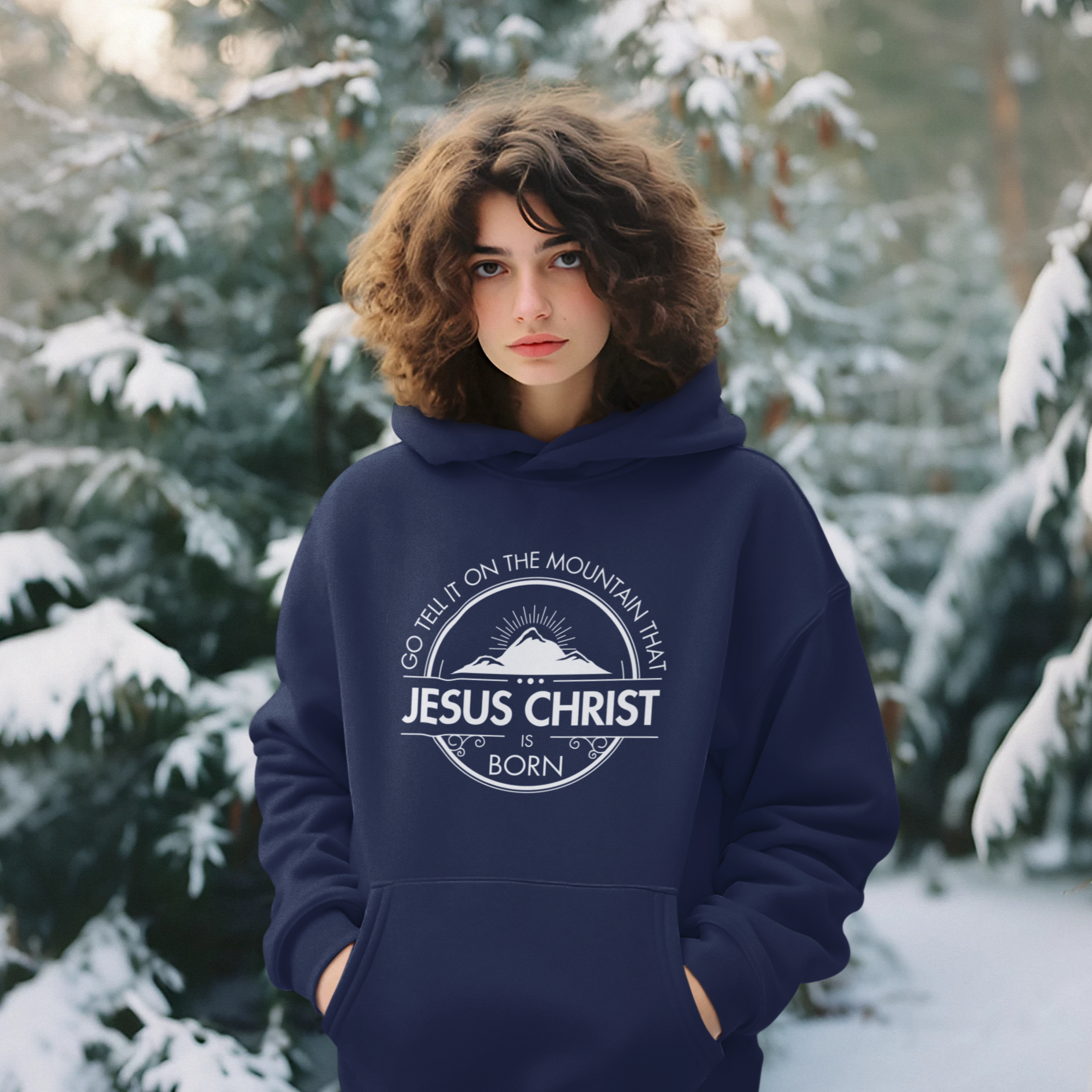 Go Tell It On The Mountain That Jesus Christ is Born. Christian Jesus Hoodie. Cataldo Creations