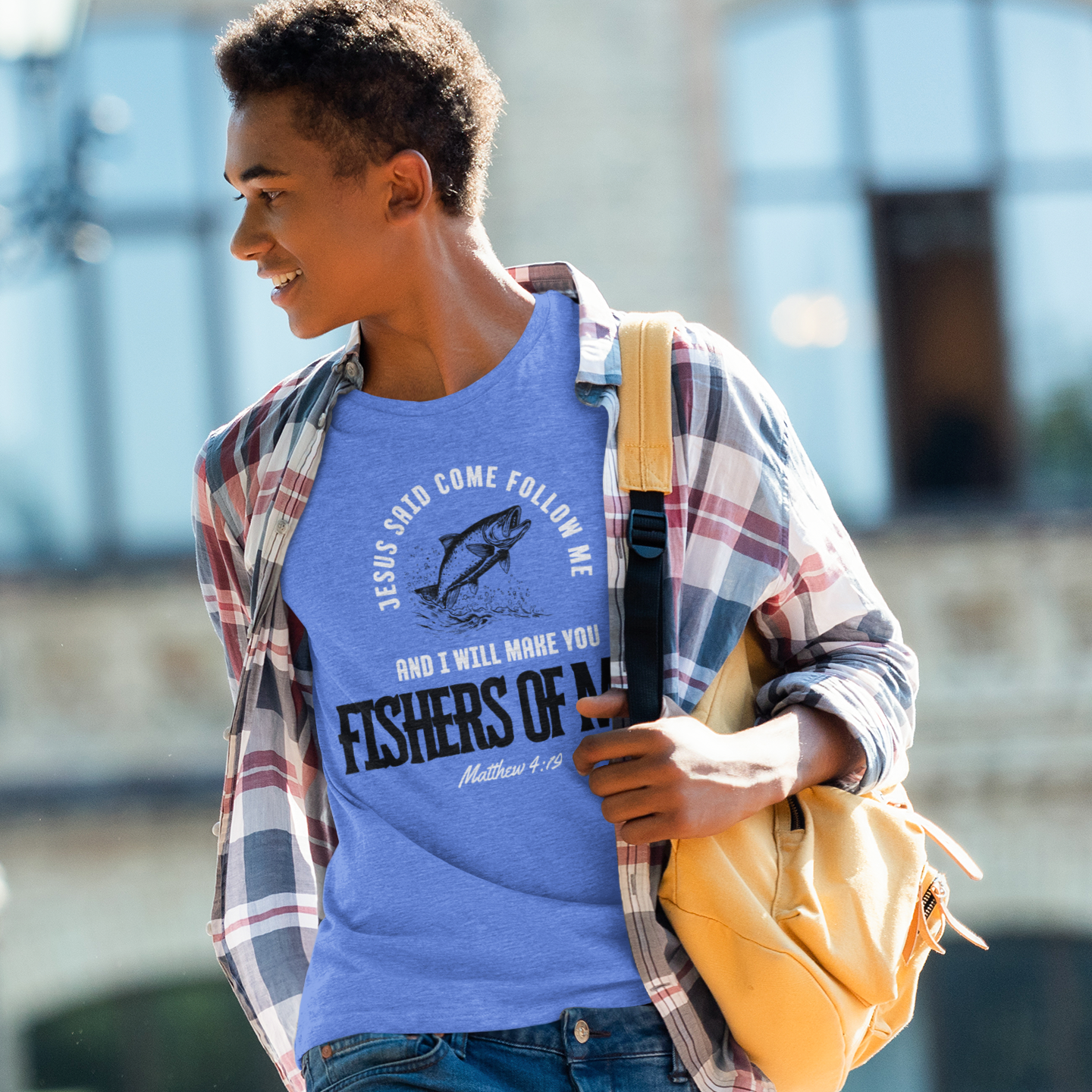 Fishers Of Men Youth Short Sleeve Scripture Tee - Inspirational Jesus Design