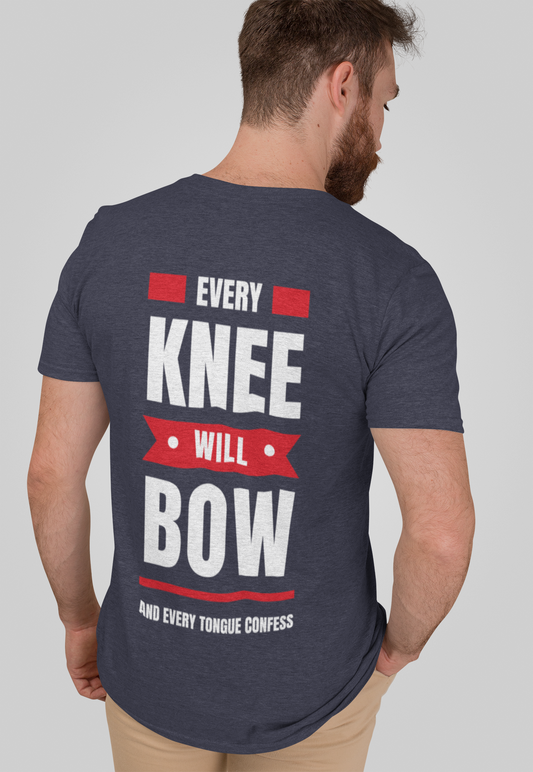 Short Sleeve Christian T-Shirt. Every Knee Will Bow Jesus Tee