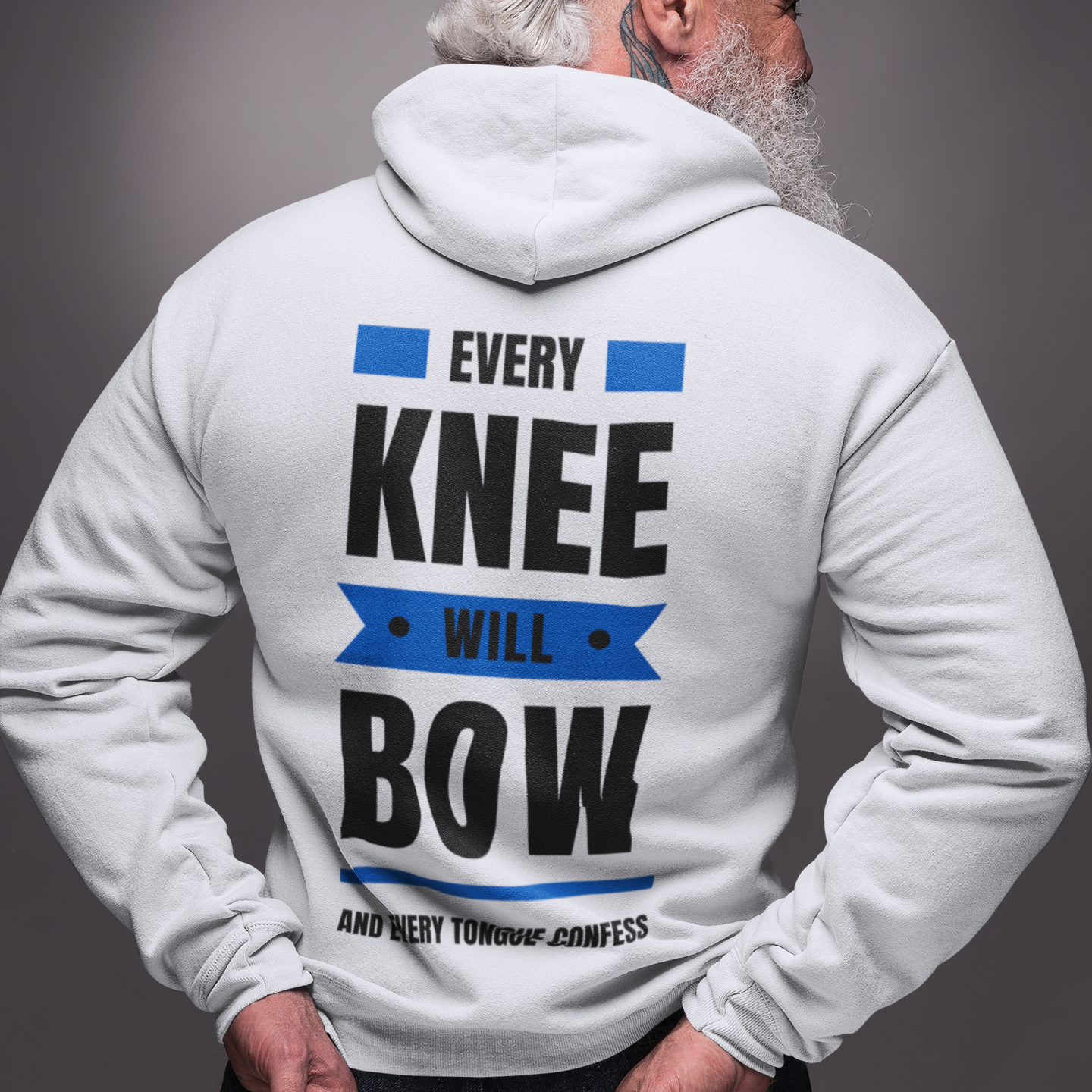 Every Knee Will Bow And Every Tongue Confess Jesus Is Lord Faith-Inspired Full Zip Hoodie | Inspirational Apparel, Christian Gift