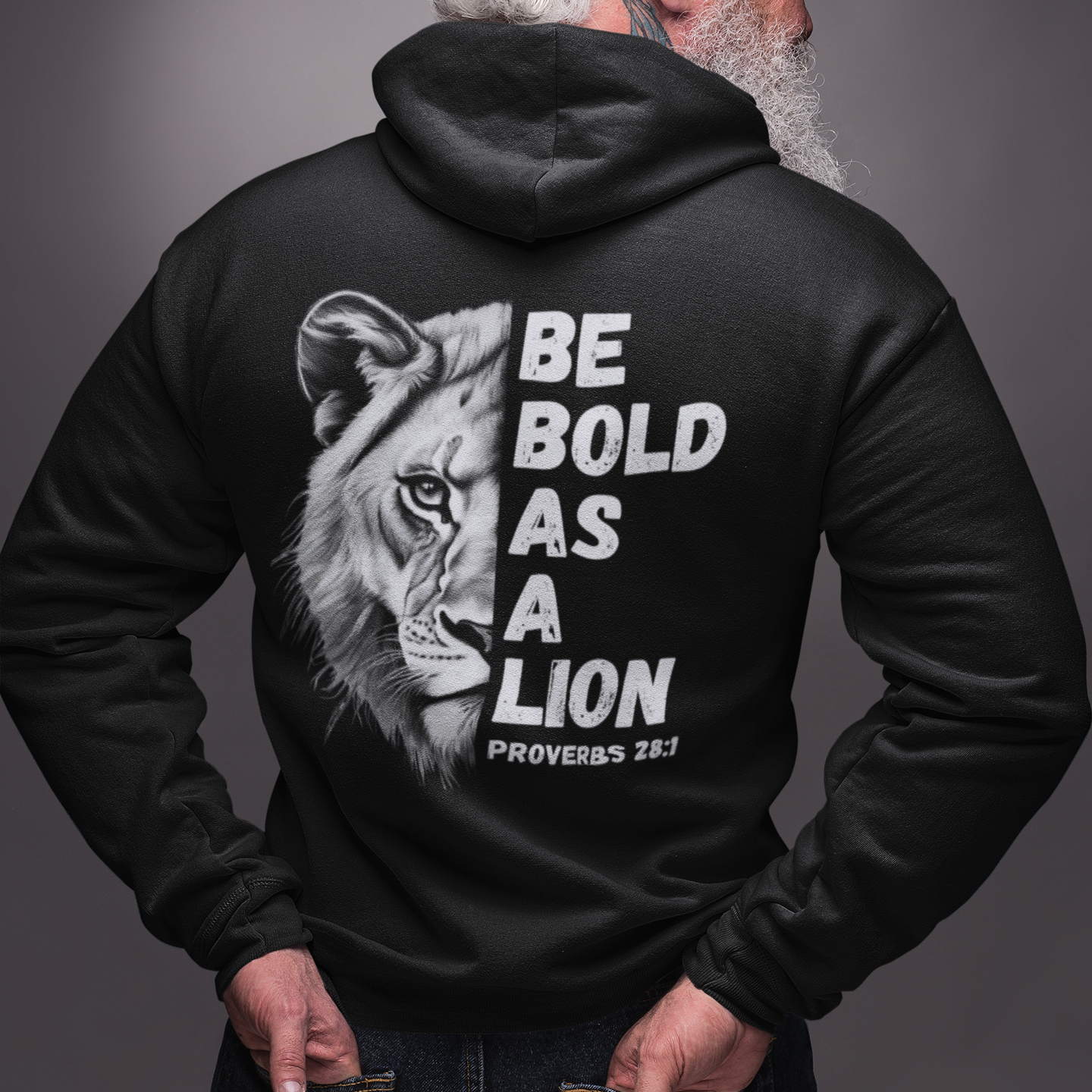 Be Bold As A Lion Christian Hoodie, Proverbs Bible Verse Hooded Sweatshirt, Lion Graphic Faith Based Sweatshirt