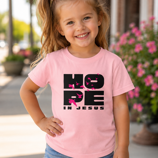 Hope in Jesus Toddler Girl Christian T-Shirt | Faith-Based Toddler Tee for Girls