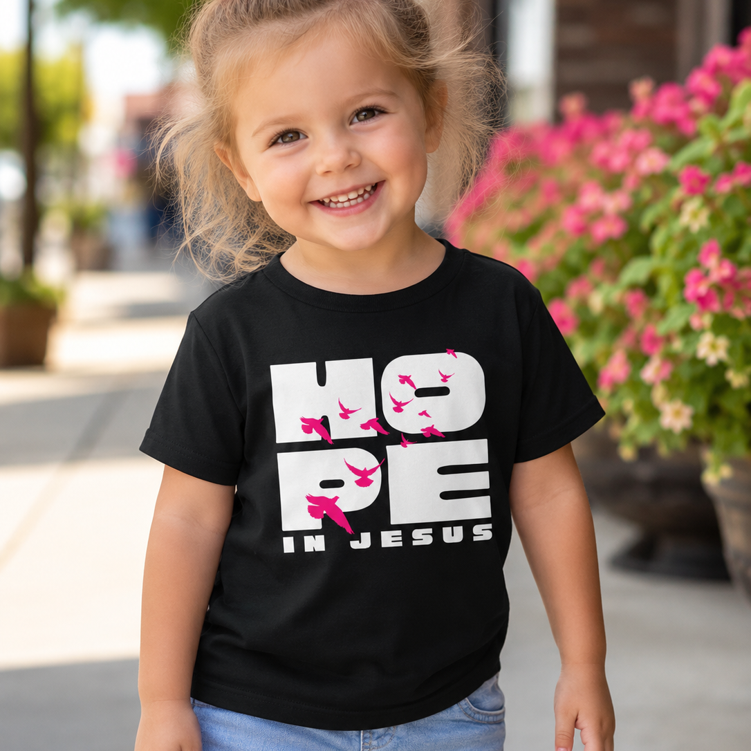 Hope in Jesus Toddler Girl Christian T-Shirt | Faith-Based Toddler Tee for Girls