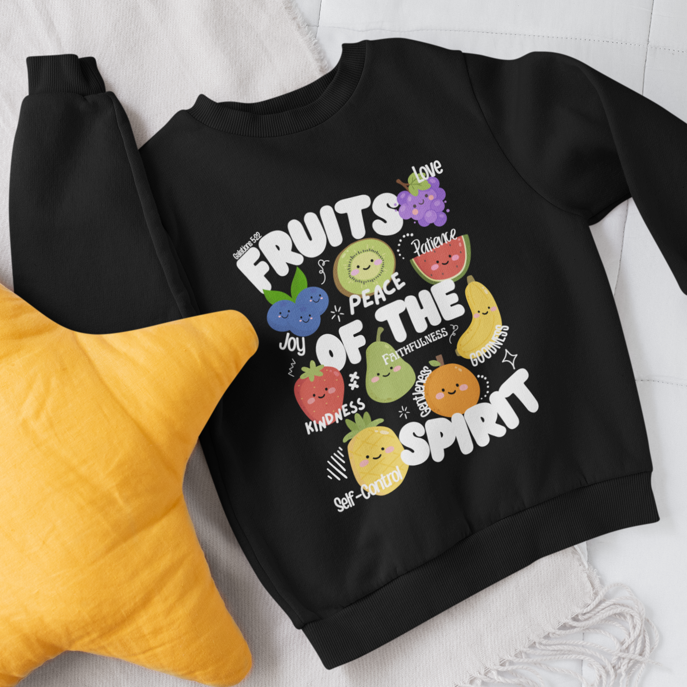 'Fruits of the Spirit' Toddler Sweatshirt - Cute Fruit Bible Verse Crewneck for Toddlers And Little Kids